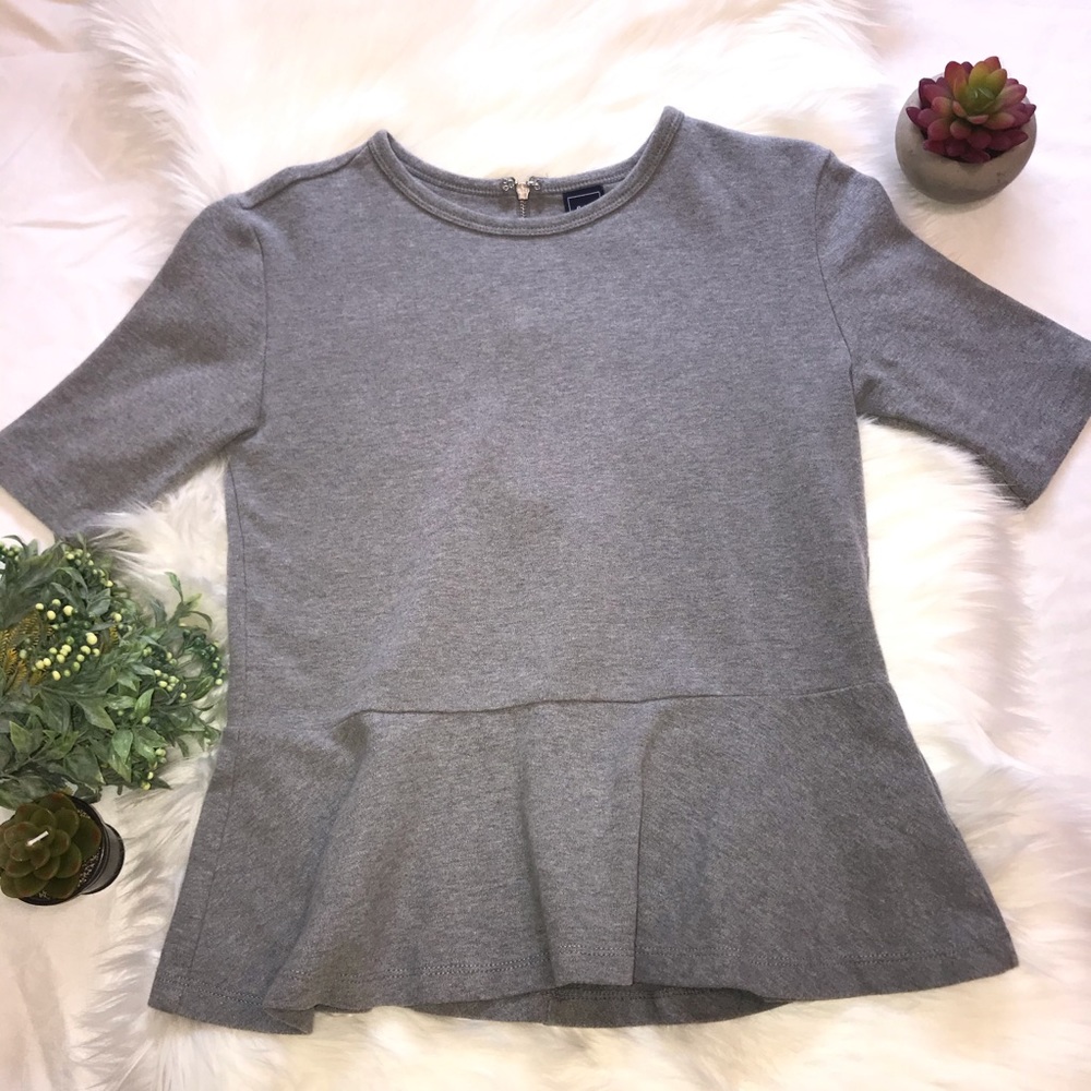 Gap Gray Fit and Flare Top Ruffle
